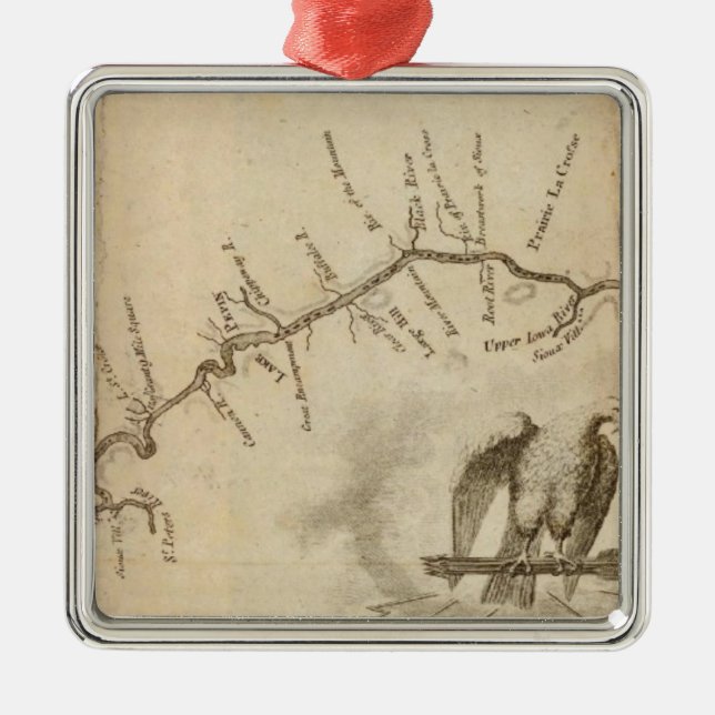 Ornement En Métal Carte du fleuve Mississippi (Devant)