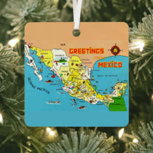 Ornement En Métal Carte du Mexique