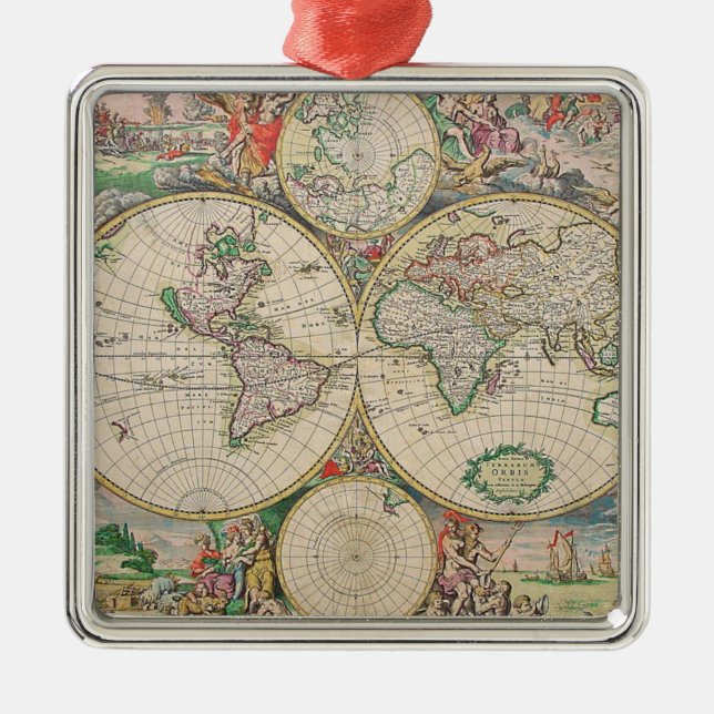 Ornement En Métal Carte du monde antique (Devant)