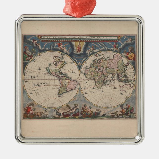 Ornement En Métal Carte du monde Globe Travel Antique (Devant)
