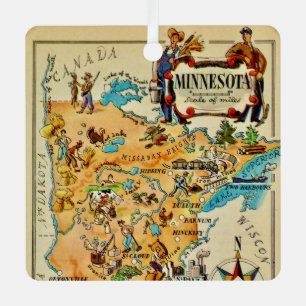 Ornement En Métal Carte illustrée du Minnesota