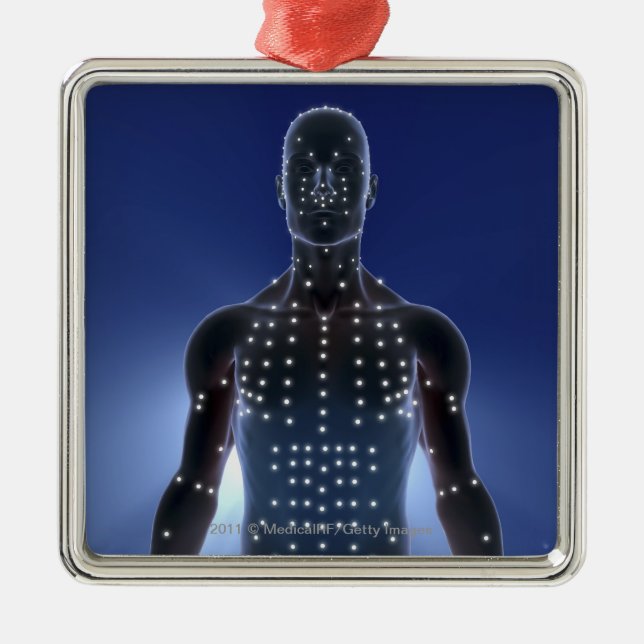 Ornement En Métal Carte légère des points d'acuponcture (Devant)