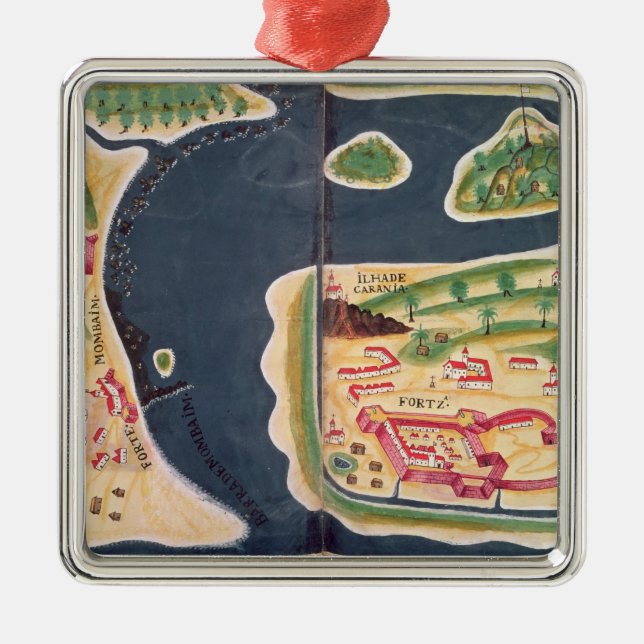 Ornement En Métal Carte portugaise d'exploration de Mombassa (Devant)
