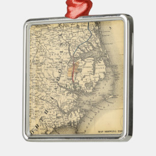 Ornement En Métal Carte vintage de la côte de la Caroline du Nord