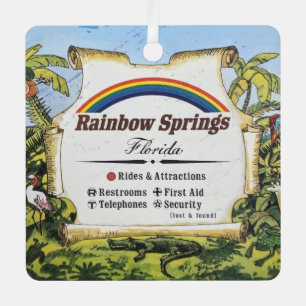 Ornement En Métal Carte vintage de Rainbow Springs Floride