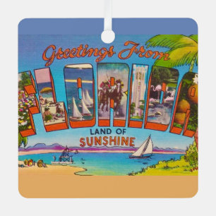 Ornement En Métal Cartes de vœux colorées vintage de Floride