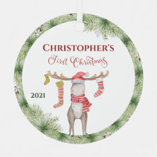 Ornement En Métal Cera personnalisé de Noël avec un élan mignon pour
