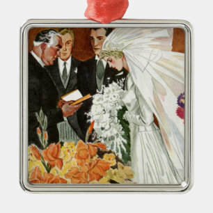 Ornement En Métal Cérémonie de mariage vintage avec mariée et marié