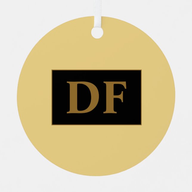 Ornement En Métal Champagne Avec Initiales D'Or Ornement Métal (Recto)