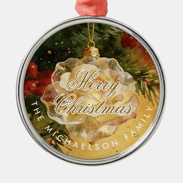 Ornement En Métal Charming Christmas Ornament Shaped Like a Rose (Devant)