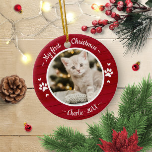 Ornement En Métal Chat Animal De Compagnie Premier Noël Simple Photo
