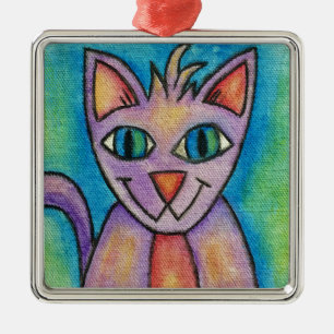 Ornement En Métal Chat Chaton Rose Violet