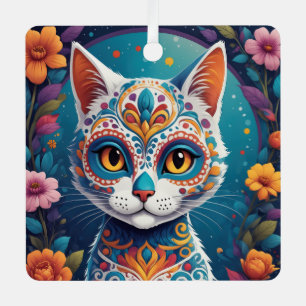 Ornement En Métal Chat Crâne de Sucre