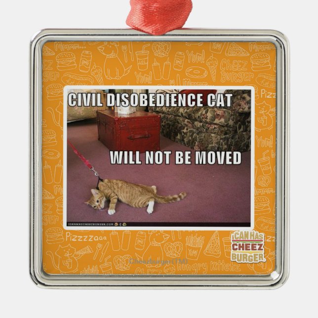 Ornement En Métal Chat de désobéissance civile (Devant)