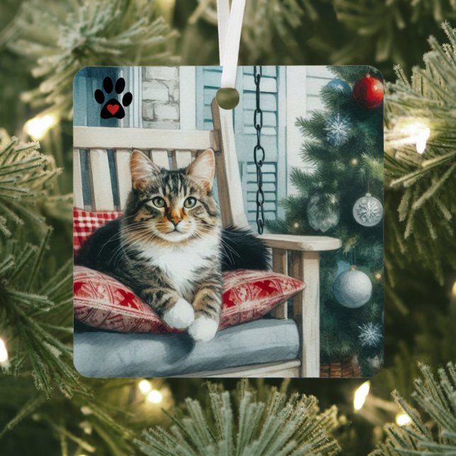 Ornement En Métal Chat de Noël  (Insitu)