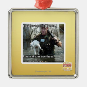 Ornement En Métal Chat et arme à feu humides