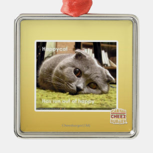 Ornement En Métal Chat heureux, hors d'heureux