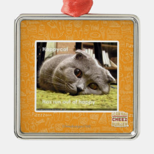 Ornement En Métal Chat heureux, hors d'heureux