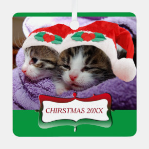 Ornement En Métal Chatons à Santa Hats Noël 20XX