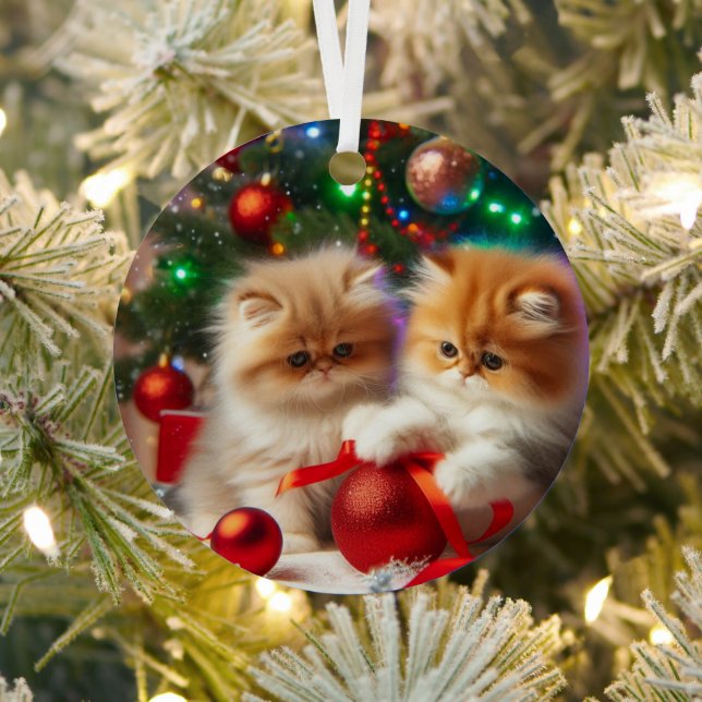 Ornement En Métal Chatons Persans Joyeux Noël  (Insitu)