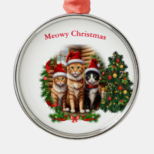 Ornement En Métal Chats Joyeux Noël