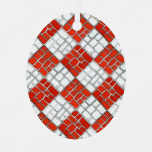 Ornement En Métal CHECK ROUGE MOSAIC Métal Oval Ornament