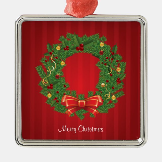 Ornement En Métal Chemise de Noël Vert et Rouge (Devant)