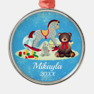 Ornement En Métal Cheval à roche, ours et jouets