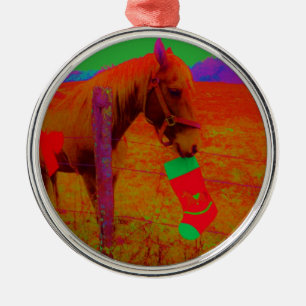 Ornement En Métal Cheval arc-en-ciel de Noël