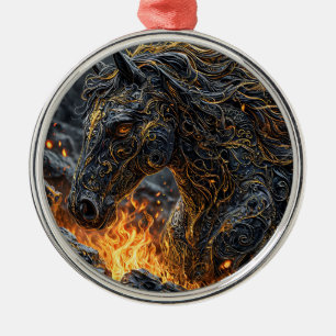 Ornement En Métal Cheval dans le feu