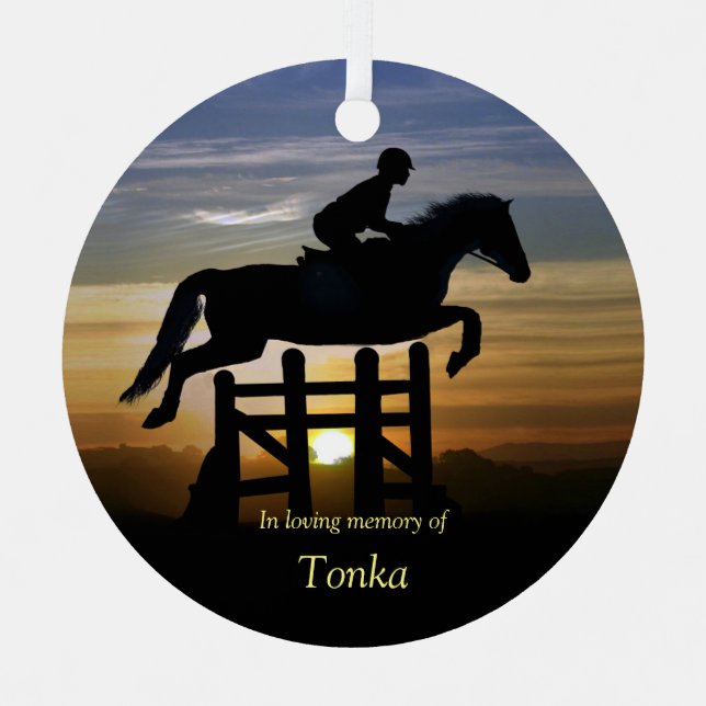 Ornement En Métal Cheval Memorial Hunter Jumper Nom personnalisé (Recto)