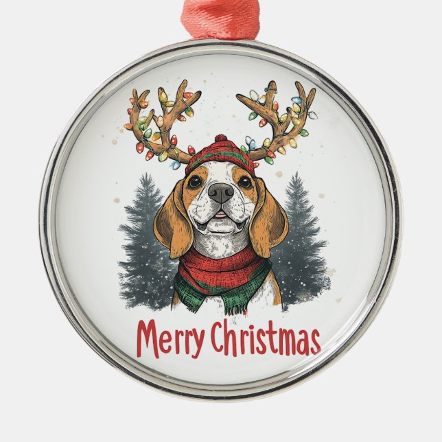 Ornement En Métal Chien Beagle mignon (Devant)