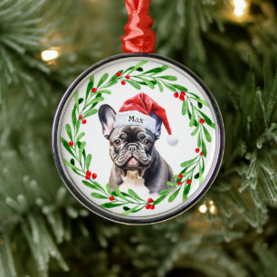 Ornement En Métal Chien de Noël Français Noir Chien de Noël Père Noë