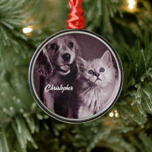 Ornement En Métal Chien et Chat, Recherche Personnalisée
