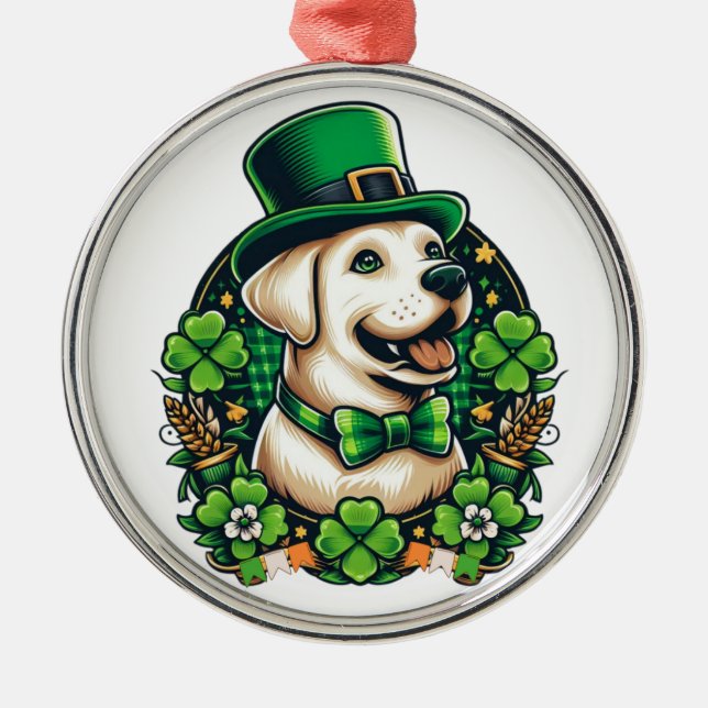 Ornement En Métal Chien mignon de la Saint Patrick (Devant)
