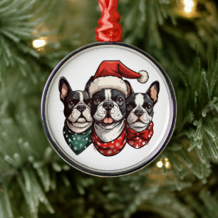 Ornement En Métal Chiens de Noël Boston Terrier