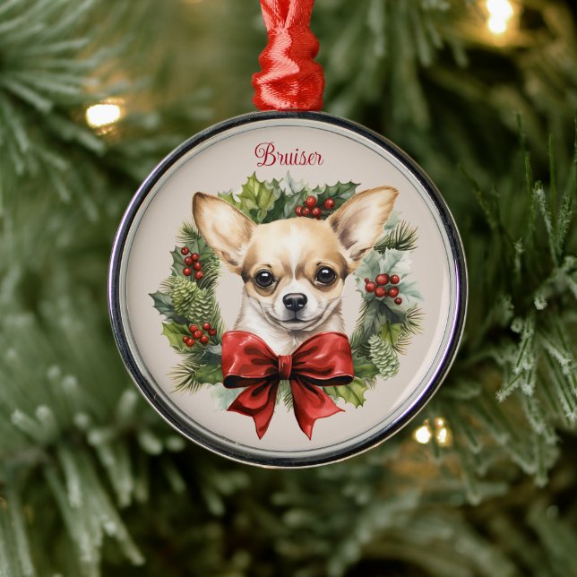 Ornement En Métal Chihuahua Christmas Pet Memorial Chien race (Arbre)