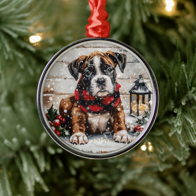 Ornement En Métal Chiot boîte de Noël (Arbre)