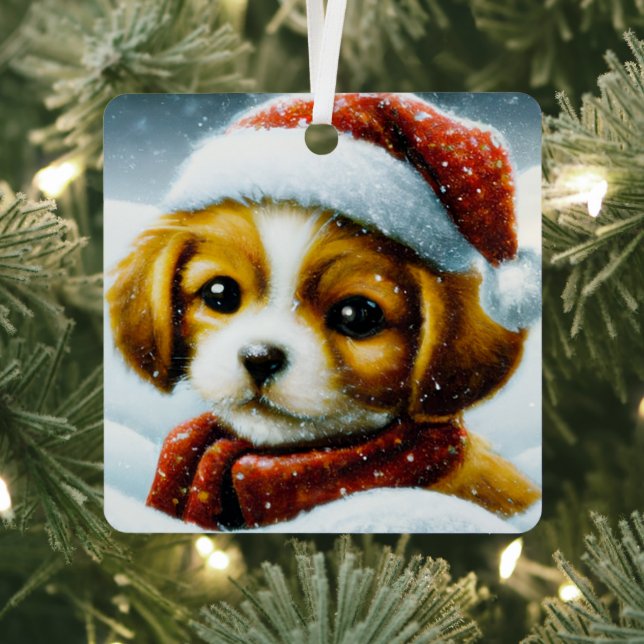 Ornement En Métal Chiot de Noël  (Insitu)