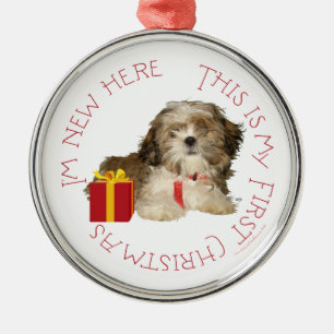 Ornement En Métal Chiots Shih Tzu Premier Noël