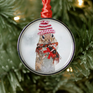 Ornement En Métal Chipmund de Noël