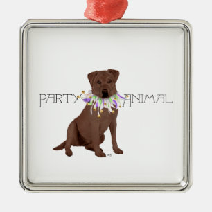 Ornement En Métal Chocolate Labrador Retriever Party