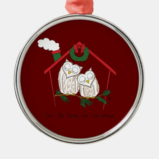 Ornement En Métal Chouette de Noël Be Accueil mignonne (Devant)
