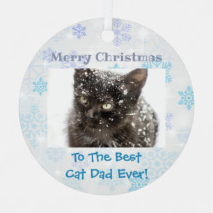 Ornement En Métal Christmas Best Chat Papa Ever Photo pour animaux