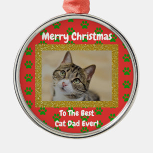 Ornement En Métal Christmas Best Chat Papa Ever Photo pour animaux
