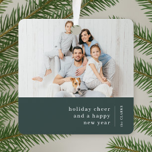 Ornement En Métal Christmas Family Portrait   Minimal Forest Green
