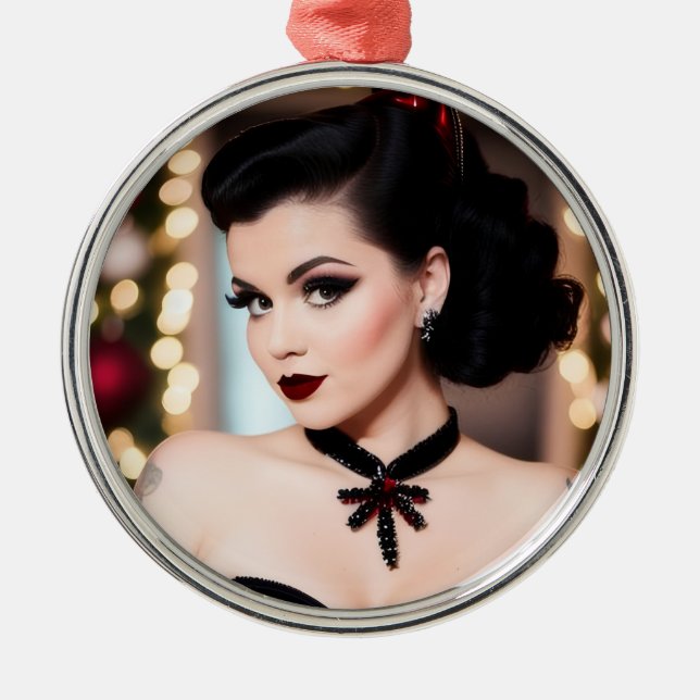 Ornement En Métal Christmas Goth Girl Xmas Holiday Ornament (Devant)