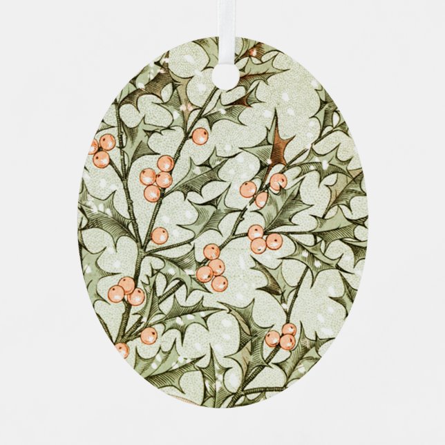 Ornement En Métal Christmas Holly Jolie Antique Salutation (Recto)