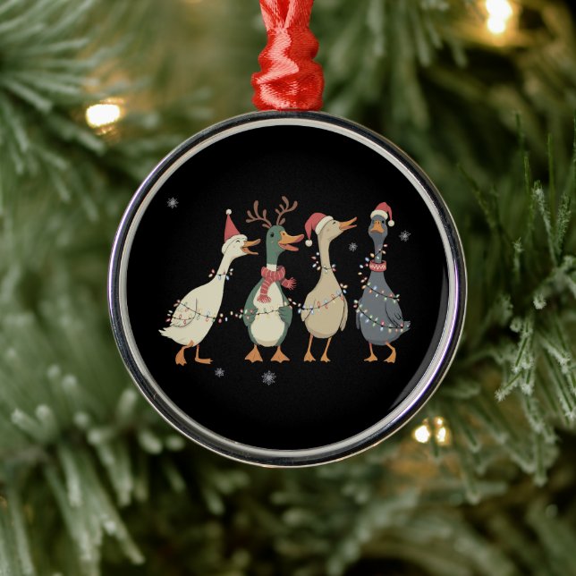 Ornement En Métal Christmas Lights Ducks Funny Animals Farm Lover  (Arbre)