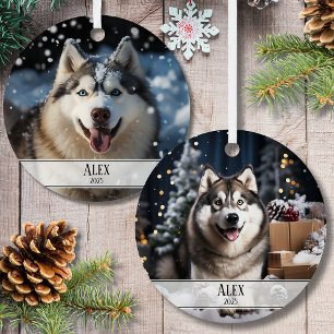 Ornement En Métal Christmas Two Photo Pet